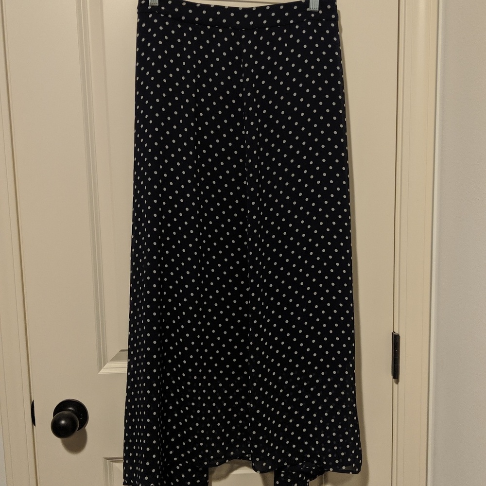 Navy and white polka dot skirt